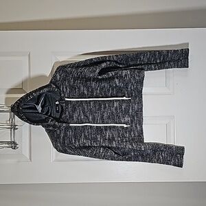 BDG Cropped Gray Thermal Knit Long Sleeve Hoodie Size S